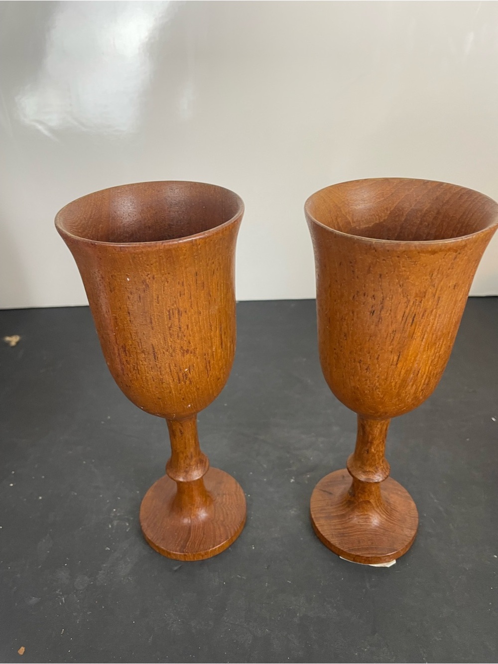 Pair of Wooden Goblets - Warm Brown